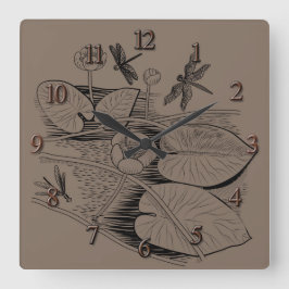 Wasserlilienbraun Quadratische Wanduhr