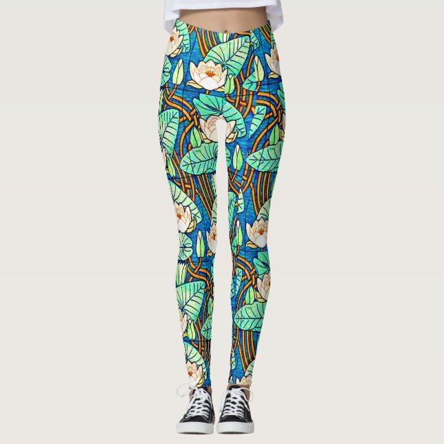 Wasserliliendruck Leggings (Vorderseite)