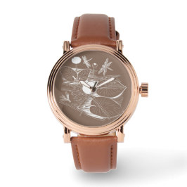 Wasserliliengravur Armbanduhr
