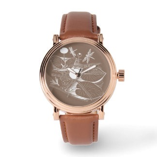 Wasserliliengravur Armbanduhr