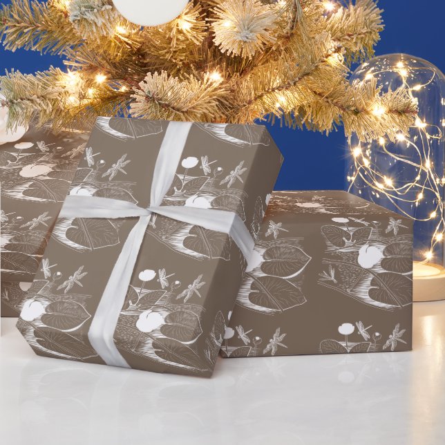 Wasserliliengravur Geschenkpapier (Feiertage)