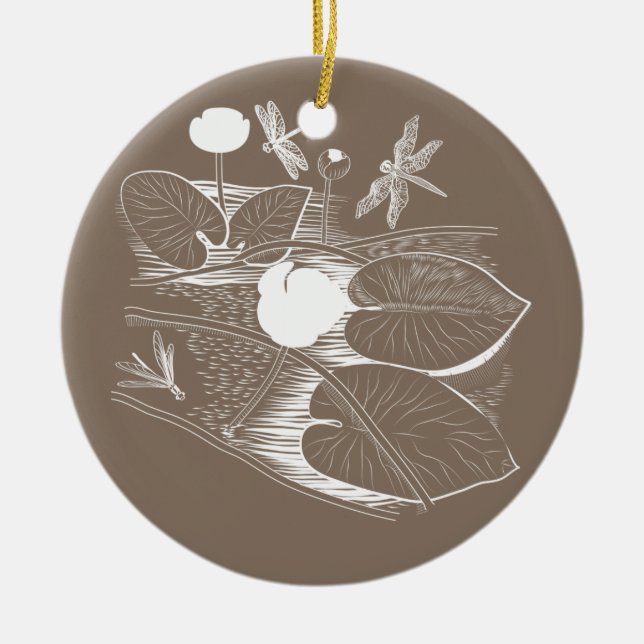 Wasserliliengravur Keramik Ornament (Vorne)