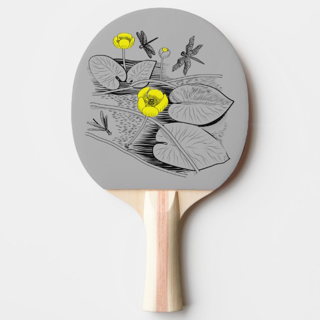 Wasserliliengravur Tischtennis Schläger (Vorderseite)
