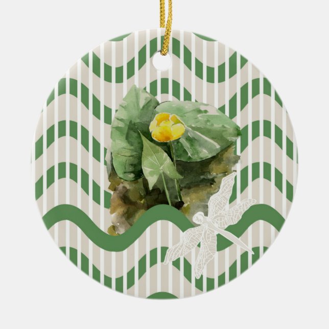 Wasserlilienmuster Keramik Ornament (Vorne)