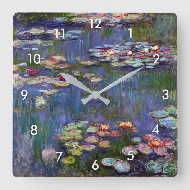 Wasserliliensee, Monet Quadratische Wanduhr (Vorderseite)