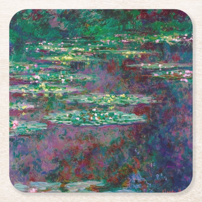 Wasserliliensee, Monet Rechteckiger Pappuntersetzer (Vorderseite)