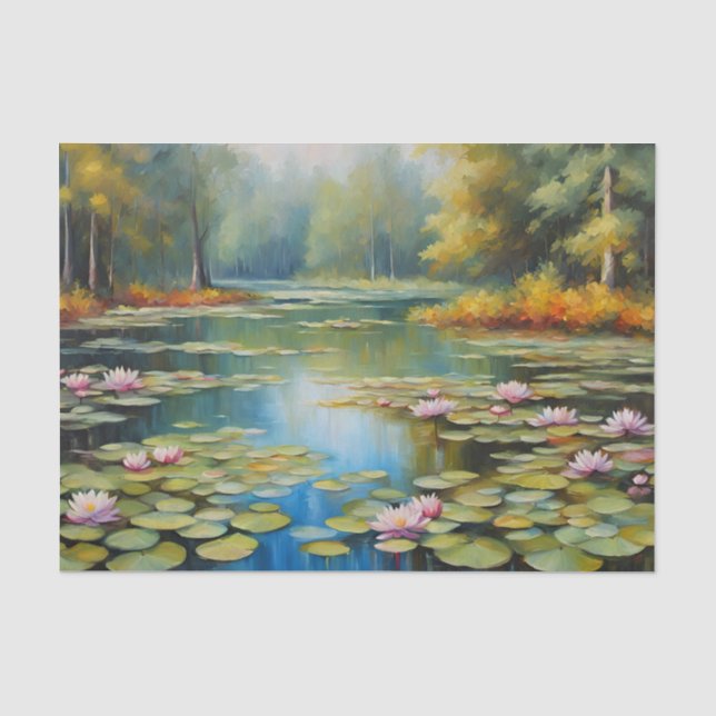 Wasserliliensee, Wald, Naturdarstellung Seidenpapier (Vorderseite)