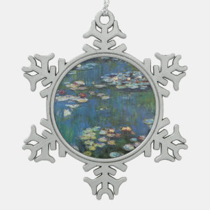 Wasserlililien, eine von vielen Gemälden von Clad Schneeflocken Zinn-Ornament