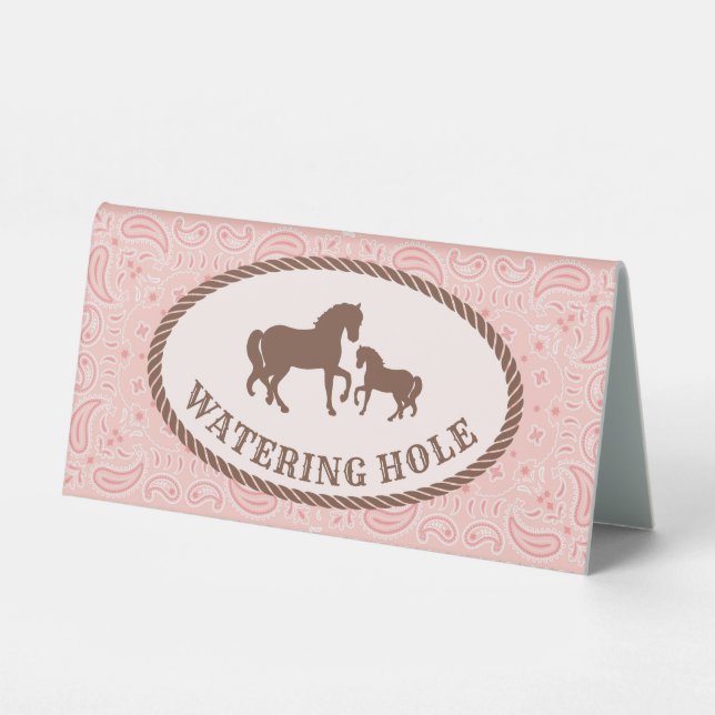 Wasserloch | Cowgirl-Party | Tafelzeitszeichen Tischaufsteller (Vorderseite)