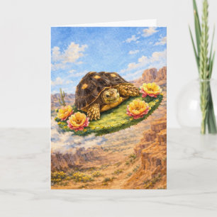 Wassermalerei-Schildkröte fliegt auf einem magisch Karte