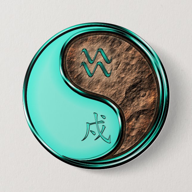 Wassermann & Erde Hund Button (Vorderseite)