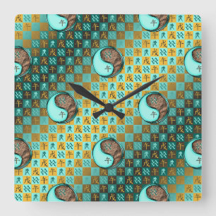 Wassermann & Erdpferd Quadratische Wanduhr