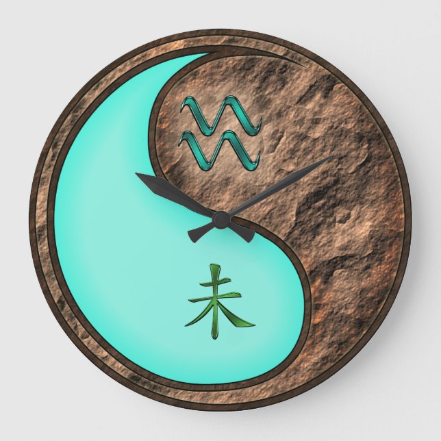Wassermann & Erdziege Große Wanduhr (Vorderseite)