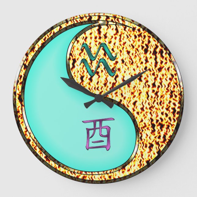 Wassermann & Feuer Hahn Große Wanduhr (Vorderseite)