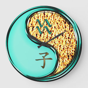Wassermann & Feuer-Ratte Große Wanduhr