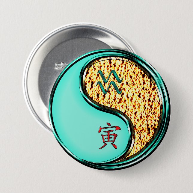 Wassermann & Feuer Tiger Button (Vorne & Hinten)