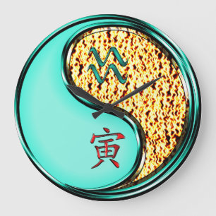 Wassermann & Feuer Tiger Große Wanduhr