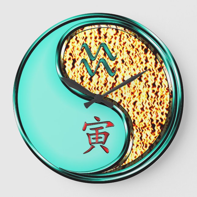 Wassermann & Feuer Tiger Große Wanduhr (Vorderseite)