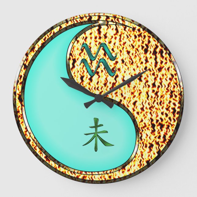 Wassermann & Feuer Ziege Große Wanduhr (Vorderseite)