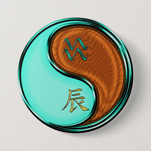 Wassermann & Holz-Drache Button (Vorderseite)