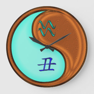 Wassermann & Holz-Ochse Große Wanduhr