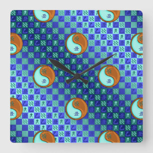 Wassermann & Holz-Ochse Quadratische Wanduhr