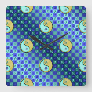 Wassermann & Metallener Ochse Quadratische Wanduhr