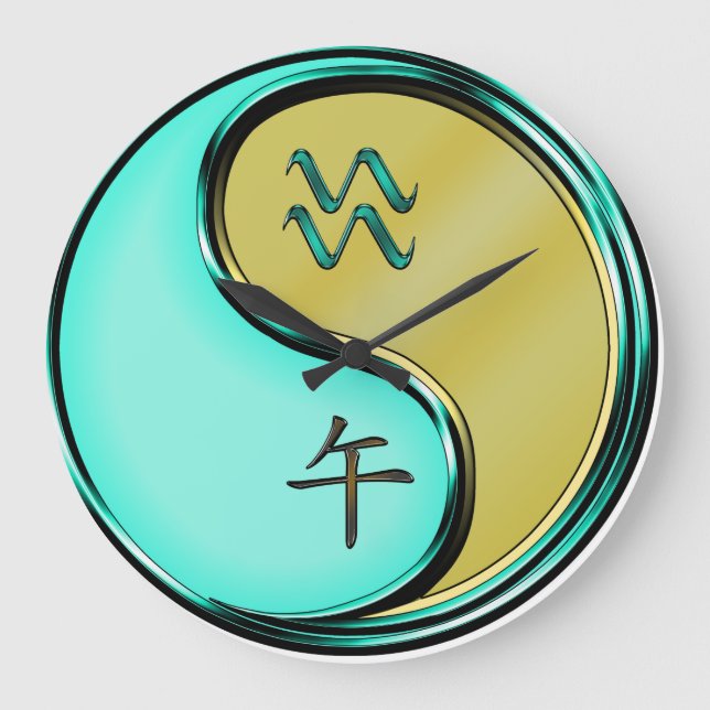 Wassermann & Metallpferd Große Wanduhr (Vorderseite)