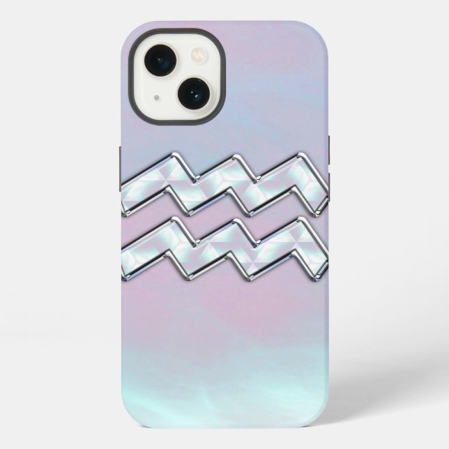 Wassermann-Sternzeichen auf Mutter-der-Perle-Stil iPhone Hülle (Rückseite)