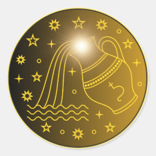 Wassermann-Sternzeichen-Emblem   Minimales Himmels Runder Aufkleber