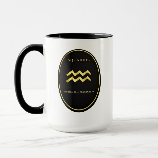 Wassermann-Sternzeichen Gold Oval Emblem Tasse | L (Links)