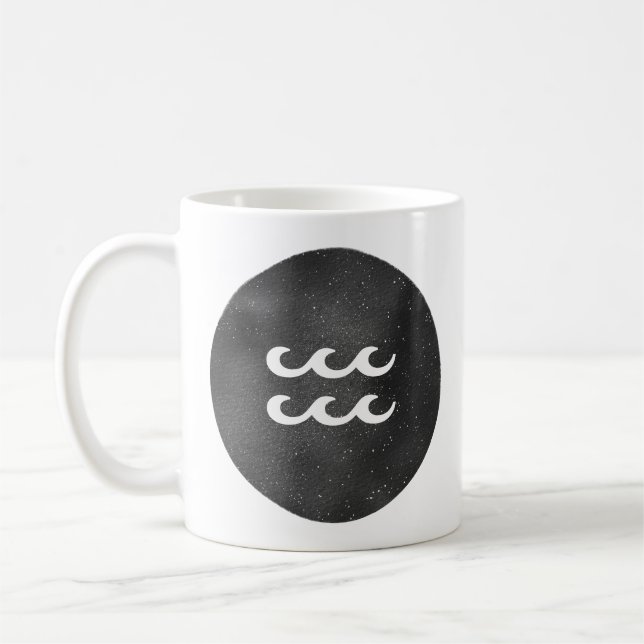 Wassermann-Sternzeichen Schwarz und Weiß Kaffeetasse (Links)