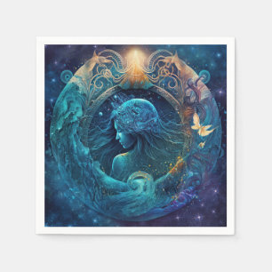Wassermann-Sternzeichen Wasserfarben-Design Serviette
