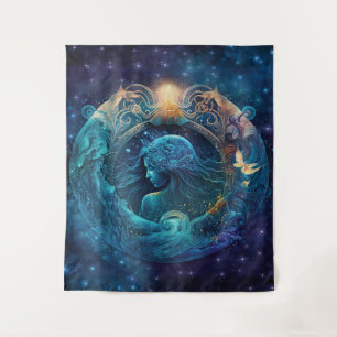 Wassermann-Sternzeichen Wasserfarben-Design Wandteppich