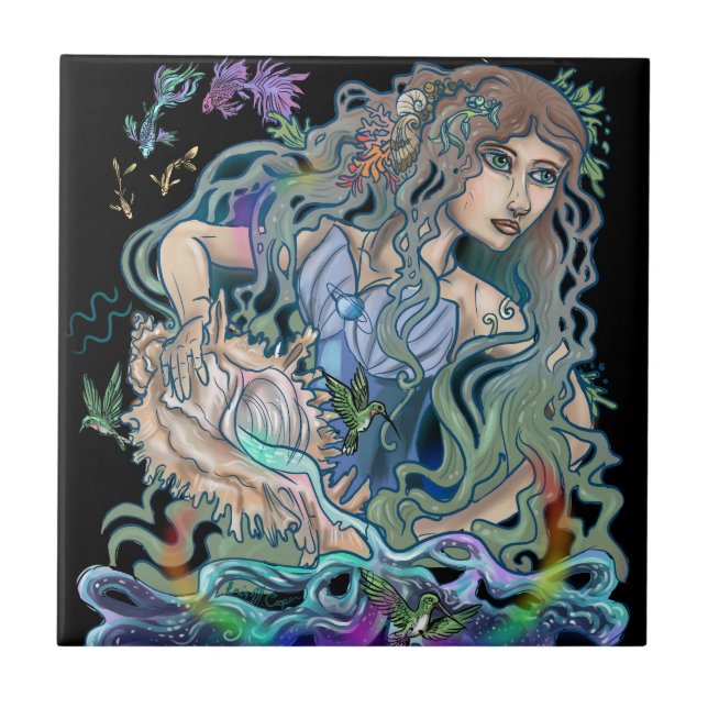 Wassermann-Tierkreis Fliese (Vorderseite)