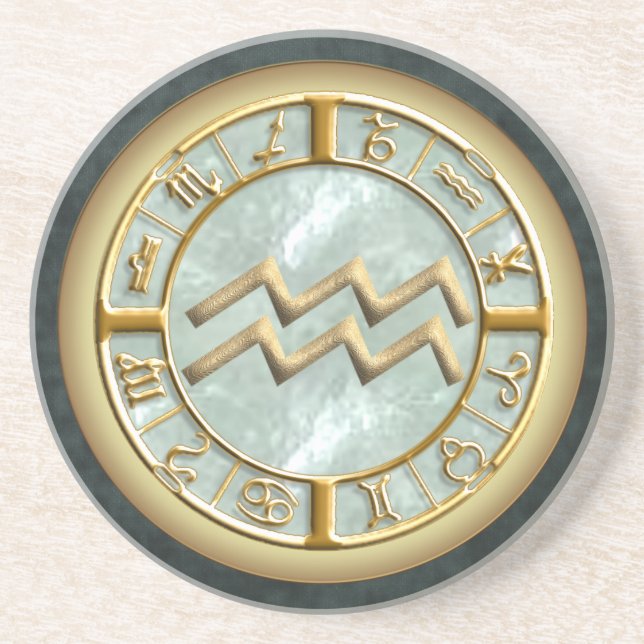 Wassermann-Tierkreis-Zeichen-Sandstein-Untersetzer Getränkeuntersetzer (Vorne)