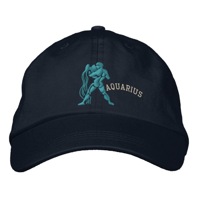 Wassermann-Tierkreis-Zeichen-Stickerei am 20. Bestickte Baseballkappe (Vorderseite)