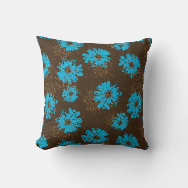 Wassermann-Vintager Blumen- und karierter Kissen (Vorderseite)