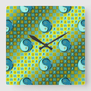 Wassermann & Wasser-Affe Quadratische Wanduhr