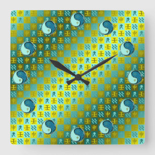 Wassermann & Wasser-Affe Quadratische Wanduhr