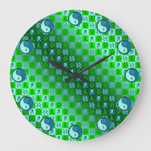 Wassermann & Wasser Ziege Große Wanduhr (Vorderseite)