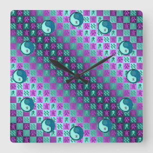 Wassermann & Wasserbüffel Quadratische Wanduhr