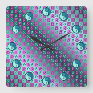 Wassermann & Wasserhahn Quadratische Wanduhr