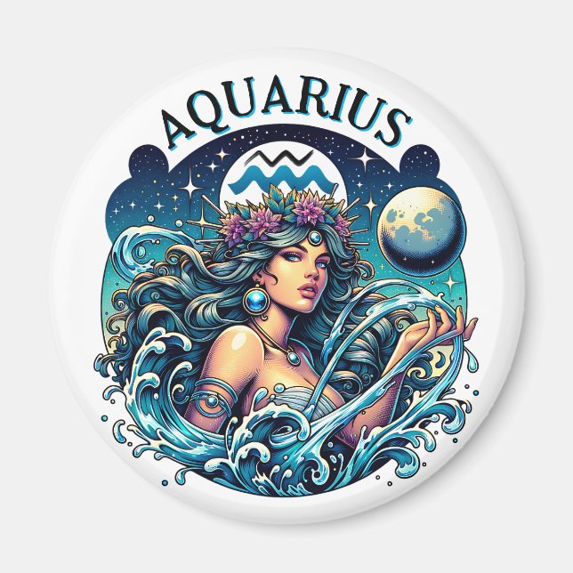 Wassermann Wassermann schöne Frau Astrologie  Magnet (Vorne)