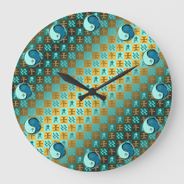 Wassermann & Wasserpferd Große Wanduhr (Vorderseite)