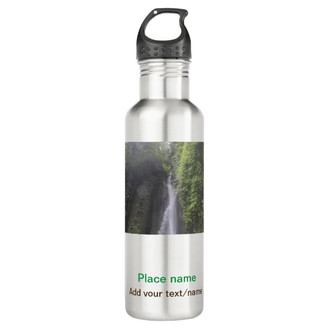 Wassermeer Strand Foto geben Namen Text Platz Somm Edelstahlflasche (Vorderseite)