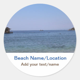 Wassermeer Strand Foto geben Namen Text Platz Somm Runder Aufkleber