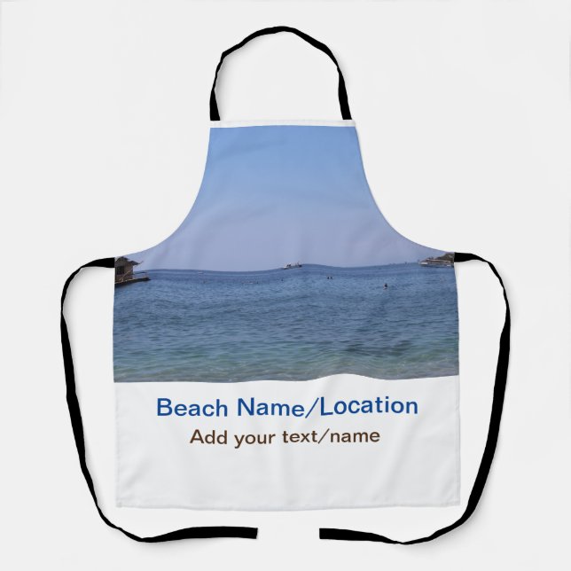 Wassermeer Strand Foto geben Namen Text Platz Somm Schürze (Vorderseite)