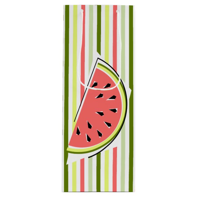 Wassermelon Slice Streifen dünn Geschenktüte Für Weinflaschen (Vorderseite)