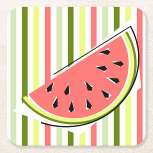Wassermelon Slice Streifen dünn Rechteckiger Pappuntersetzer